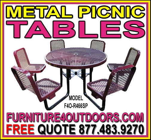 Outdoor Park Metal Picnic Tables For Sale Factory Direct Pricing